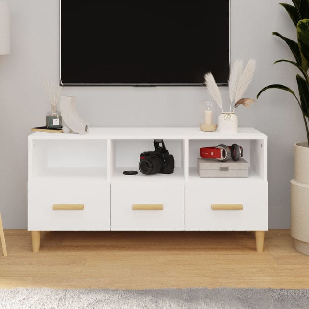 Vidaxl TV stolík biely 102x36x50 cm spracované drevo